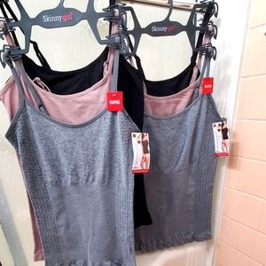 NWT Skinnygirl 3Pk Shaping; Spaghetti sleeves; Gray/Brown/Black; M, L, & XL; $45